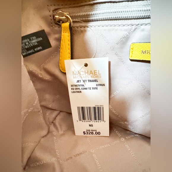 Michael Kors Jet Set Travel XS Tote Shoulder Bag Yellow Citrus - Picture 13 of 15